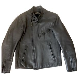 HEIN GERICKE VINTAGE 90s Harley Davidson Black Leather Biker Jacket - Size 44